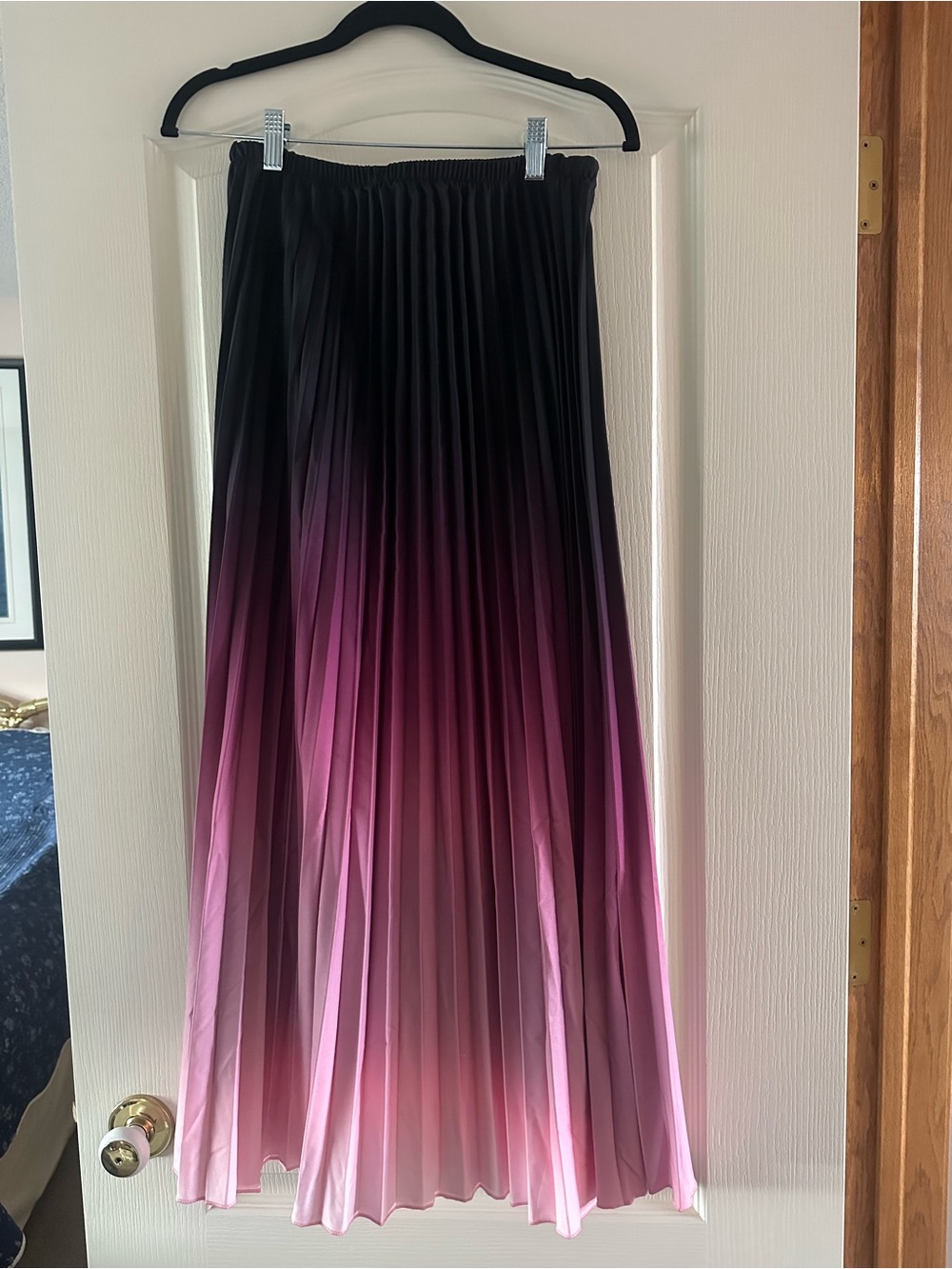 NWOT Pleated Ombre Maxi Skirt in Pink and Black